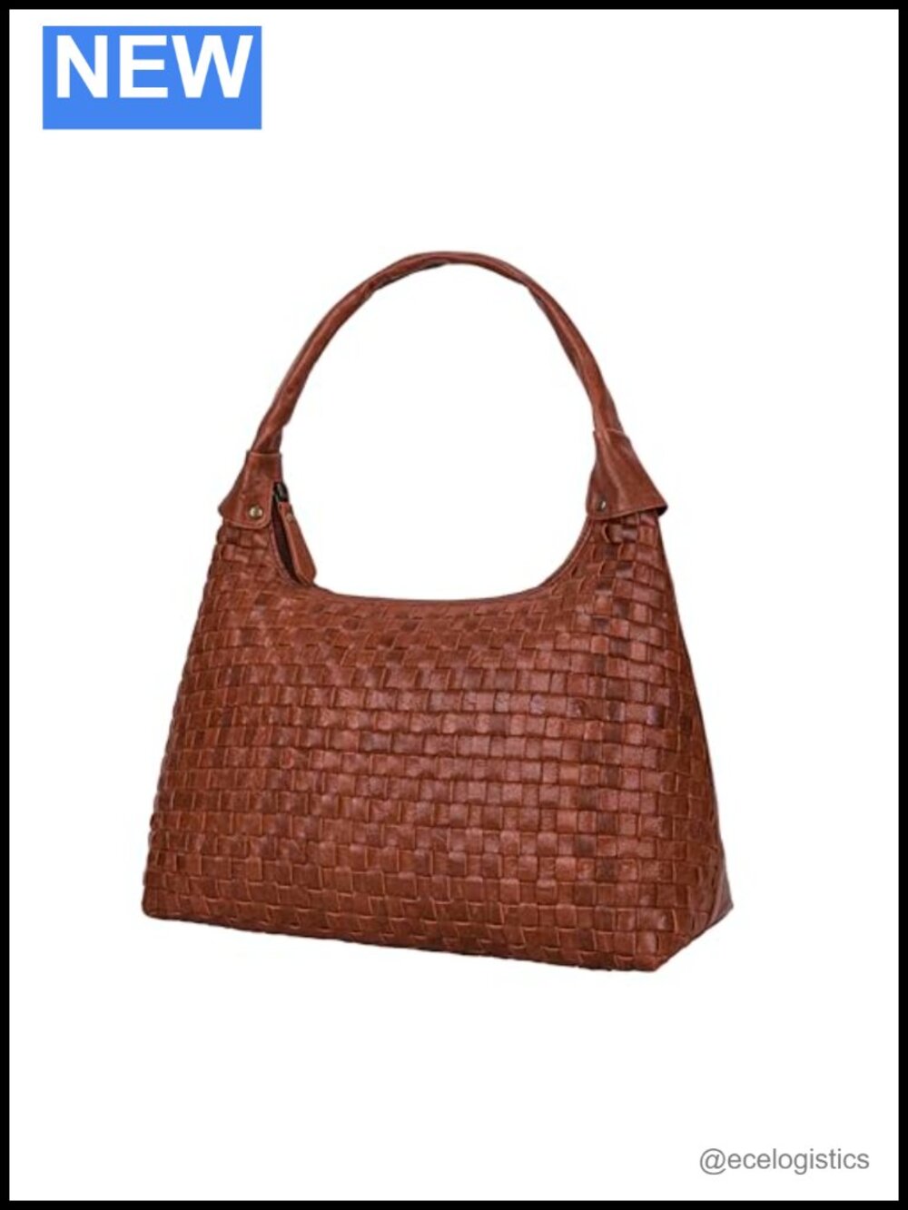 Braided Leather Hobo Tote Bag with Zipper Pockets, Hand-Carry